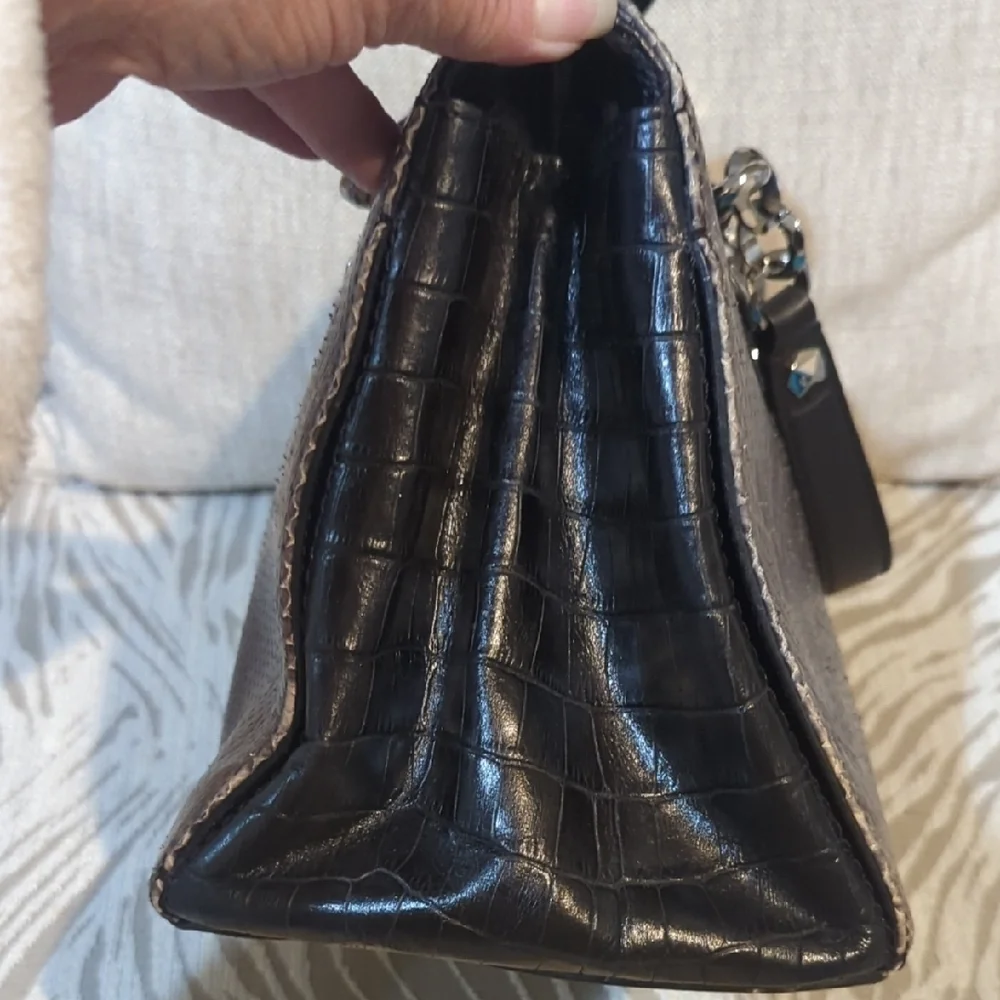 Henri Bendel Crocodile-Embossed Women's handbag with crossbody strap